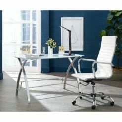 Studio 55D Modern Home Office Chair Swivel Tilt High Back White Black Chrome Adjustable for Work Desk Home Office Computer -Office Chairs Sales Shop unnamed file 8688