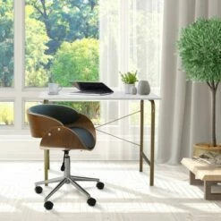 Faux Leather Curved Swivel Home Office Chair with Adjustable Seat Height Black/Brown - Teamson Home -Office Chairs Sales Shop unnamed file 8708