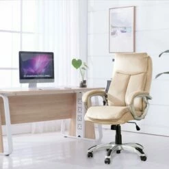 Velvet Gaslift Adjustable Swivel Office Chair Brown - Glitzhome