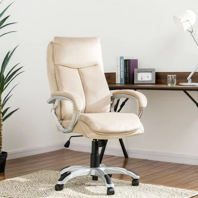 Velvet Gaslift Adjustable Swivel Office Chair Brown - Glitzhome 4 Velvet Gaslift Adjustable Swivel Office Chair Brown - Glitzhome - Image 2