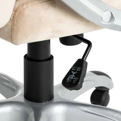 Velvet Gaslift Adjustable Swivel Office Chair Brown - Glitzhome 6 Velvet Gaslift Adjustable Swivel Office Chair Brown - Glitzhome - Image 4