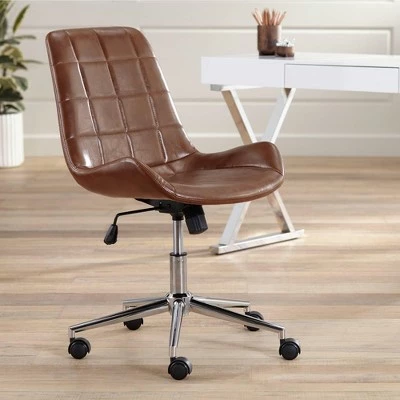 Studio 55D Daniel Brown Faux Leather Adjustable Office Chair 3 Studio 55D Daniel Brown Faux Leather Adjustable Office Chair