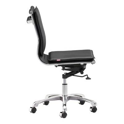 Ergonomic Upholstered Adjustable Armless Office Chair - Black - ZM Home 4 Ergonomic Upholstered Adjustable Armless Office Chair - Black - ZM Home - Image 3