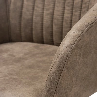 Maida Midcentury Modern Fabric Upholstered Office Chair Light Brown - Baxton Studio 5 Maida Midcentury Modern Fabric Upholstered Office Chair Light Brown - Baxton Studio - Image 3