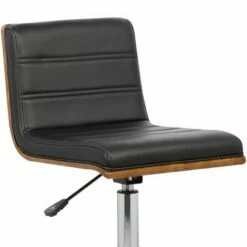 Bowie Mid-Century Office Chair in Chrome finish with Black Faux Leather and Walnut Veneer Back - Armen Living -Office Chairs Sales Shop unnamed file 8873