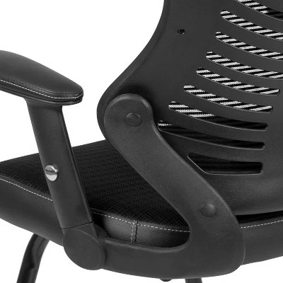 40.5" Designer Mesh Sled Base Side Reception Chair Black - Riverstone Furniture 7 40.5" Designer Mesh Sled Base Side Reception Chair Black - Riverstone Furniture - Image 5