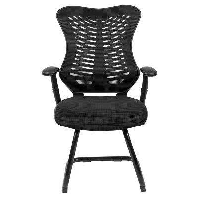40.5" Designer Mesh Sled Base Side Reception Chair Black - Riverstone Furniture 9 40.5" Designer Mesh Sled Base Side Reception Chair Black - Riverstone Furniture - Image 7