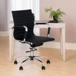 Studio 55D Serge Black Low Back Swivel Office Chair