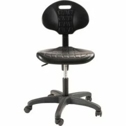 16"-21" Adjustable Height Polyurethane Task Office Chair Black- National Public Seating