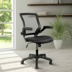 Mesh Task Office Chair with Flip Up Arms Black - Techni Mobili