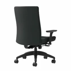 Union & Scale Task Chair Upholstered 2D Adjustable Arms Black Vinyl Synchro Tilt 54145