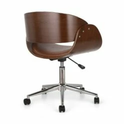 Brinson Mid-Century Modern Upholstered Swivel Office Chair - Christopher Knight Home Cognac Brown/walnut -Office Chairs Sales Shop unnamed file 912