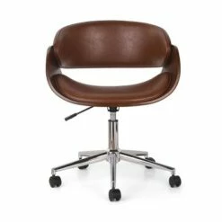 Brinson Mid-Century Modern Upholstered Swivel Office Chair - Christopher Knight Home Cognac Brown/walnut -Office Chairs Sales Shop unnamed file 913