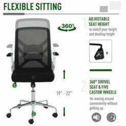Vinsetto High Back Executive Mesh Office Chair with Folding Backrest, Flip-up Armrest, Ergonomic Design & Easy Adjustable Height - Black -Office Chairs Sales Shop unnamed file 9143