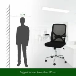 Vinsetto High Back Executive Mesh Office Chair with Folding Backrest, Flip-up Armrest, Ergonomic Design & Easy Adjustable Height - Black -Office Chairs Sales Shop unnamed file 9144