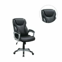 Simple Relax Adjustable Height Office Chair with PU Leather, Black -Office Chairs Sales Shop unnamed file 9184