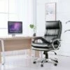 PU Leather Gaslift Adjustable Swivel Office Chair - Glitzhome Black