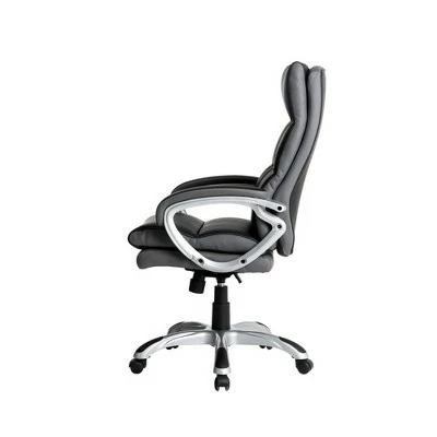 PU Leather Gaslift Adjustable Swivel Office Chair - Glitzhome Black 5 PU Leather Gaslift Adjustable Swivel Office Chair - Glitzhome Black - Image 3