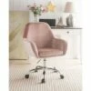 Eimer Office Chair Peach Velvet/Chrome - Acme Furniture