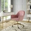Channeled Back Velvet Office Chair - HomeFare Blush