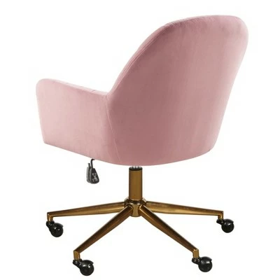 Channeled Back Velvet Office Chair - HomeFare Blush 5 Channeled Back Velvet Office Chair - HomeFare Blush - Image 3