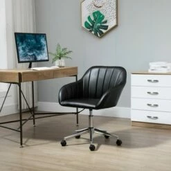 Vinsetto MidBack Home Office Chair Adjustable Height Computer Desk Chair with Padded Back and Armrests PU Leather Adjustable Height and 360 Swivel Wheels for Sturdy Bedroom -Office Chairs Sales Shop unnamed file 9428
