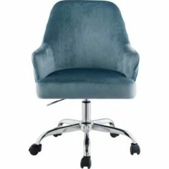 Office Chair with Adjustable Height and Pleating Blue - Benzara