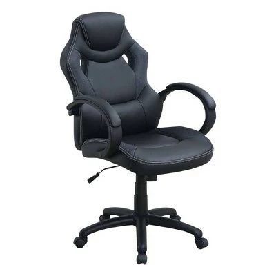 Curved Cut Out Padded Back Office Chair - Benzara Red 6 Curved Cut Out Padded Back Office Chair - Benzara Red - Image 4