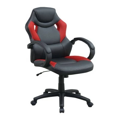 Curved Cut Out Padded Back Office Chair - Benzara Red 7 Curved Cut Out Padded Back Office Chair - Benzara Red - Image 5