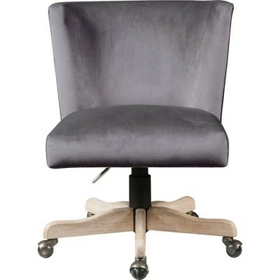 Swivel Office Chair with Fabric Upholstery and Wooden Star Base Gray - Benzara 3 Swivel Office Chair with Fabric Upholstery and Wooden Star Base Gray - Benzara