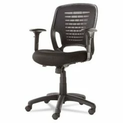 OIF Swivel/Tilt Mesh Task Chair Height Adjustable T-Bar Arms Black EM4817