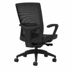 Union & Scale Vinyl Task Chair Black Adjustable Lumbar Fixed ArmsTilt 52326