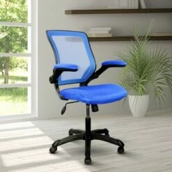 Mesh Task Office Chair with Flip Up Arms Blue - Techni Mobili