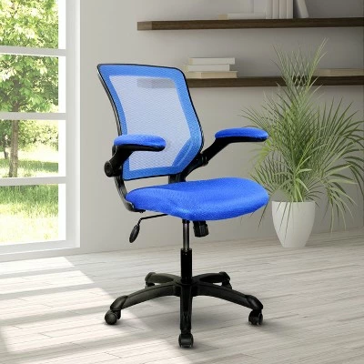 Mesh Task Office Chair with Flip Up Arms Blue - Techni Mobili 3 Mesh Task Office Chair with Flip Up Arms Blue - Techni Mobili