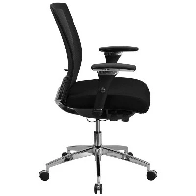 41.75" Fabric Multi function Executive Swivel Ergonomic Office Chair with Seat Slider & Lumbar Black - Riverstone Furniture 4 41.75" Fabric Multi function Executive Swivel Ergonomic Office Chair with Seat Slider & Lumbar Black - Riverstone Furniture - Image 2
