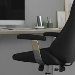 Merrick Lane Black Mid-Back Faux Leather Contemporary Home Office Chair With Height Adjustment And 360° Swivel -Office Chairs Sales Shop unnamed file 9620