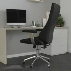 Merrick Lane Black Mid-Back Faux Leather Contemporary Home Office Chair With Height Adjustment And 360° Swivel -Office Chairs Sales Shop unnamed file 9621