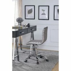 Alessio Office Chair Silver PU/Chrome - Acme Furniture -Office Chairs Sales Shop unnamed file 9683