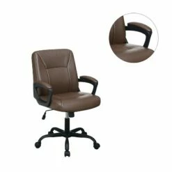 Simple Relax Adjustable Height Office Chair with Padded Armrests, Brown -Office Chairs Sales Shop unnamed file 9697