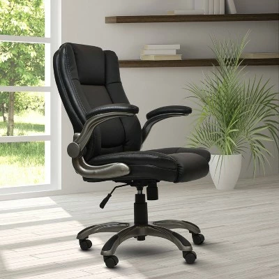 Medium Back Manager Chair with Flip-up Black - Techni Mobili 3 Medium Back Manager Chair with Flip-up Black - Techni Mobili